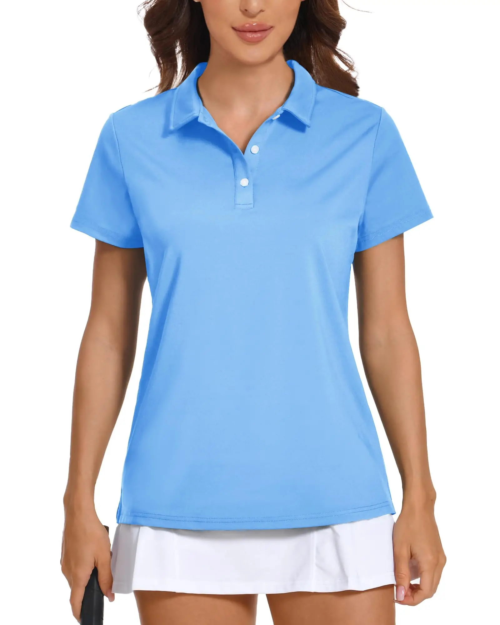 KEFITEVD Women's UPF 50+ Camping Polo Shirts Summer Quick Dry Lightweight T-Shirts Soft Breathable Sport Tops Running Hiking Tee