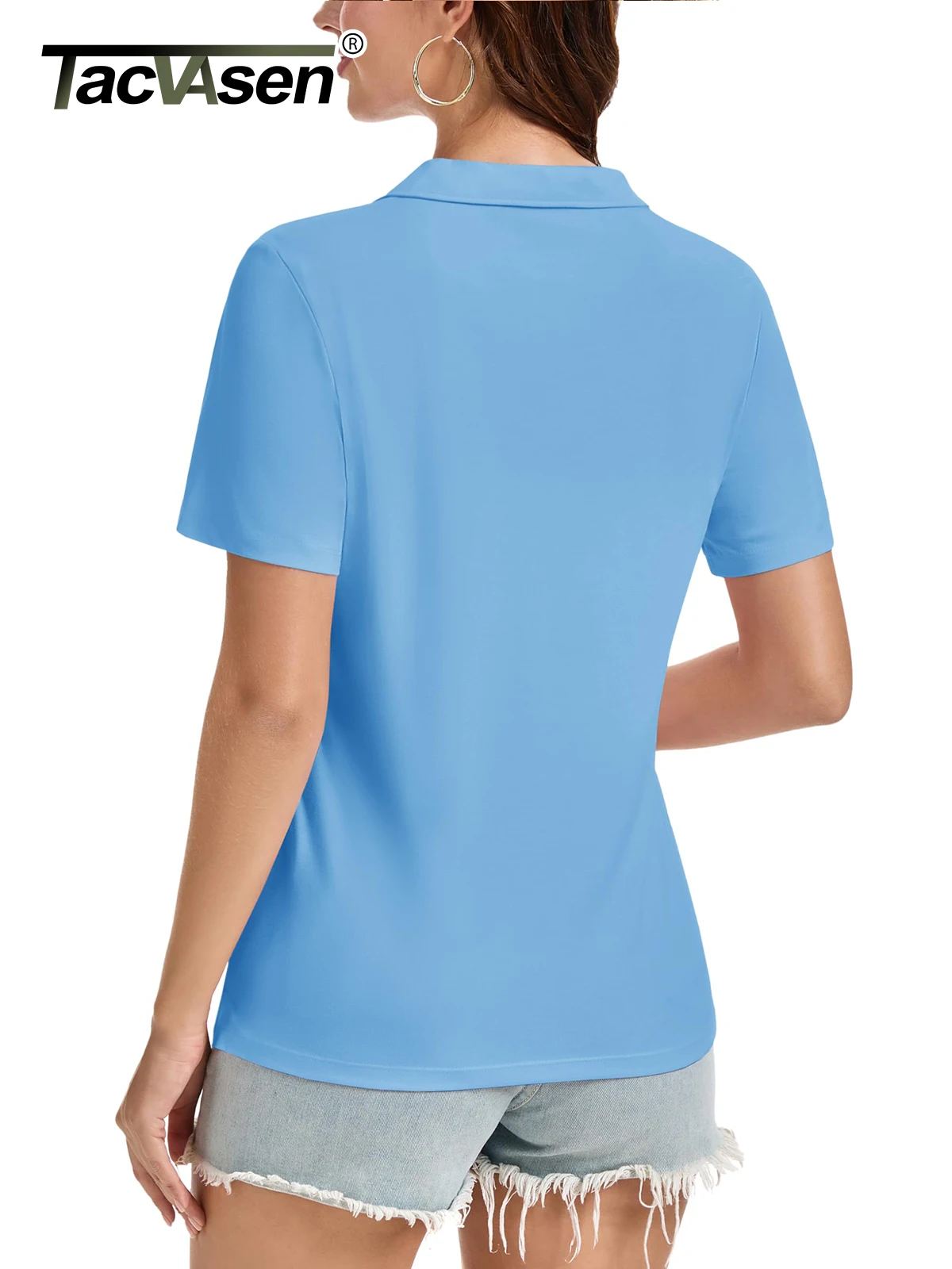 TACVASEN Women's Polo Shirts V Neck Short Sleeve UPF 50+ Sun Protection Business Casual Work Summer Tops Golf Collared Shirt - Image 3