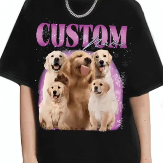CUSTOM purple letter and dog pattern printed women's fashion T-shirt summer top daily trend women's short sleeve shirt