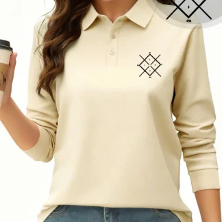 Magical Blocks Printing Polo Shirt Womens Sporty Long Sleeves T-Shirts Spring Breathable Lapel Tops Casual Womans New Workwear