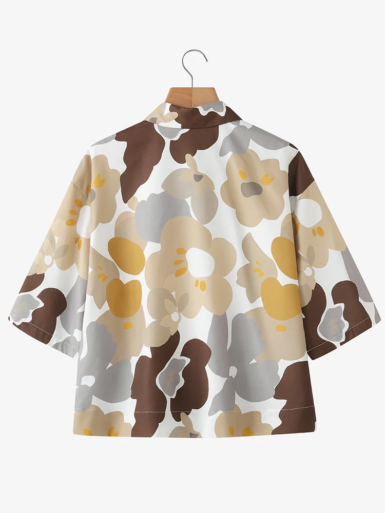 ZANZEA Beach Style Floral Print Shirts for Women Summer Three Quarter Sleeve Collared Shirt Casual Holiday Button Up Tops S-3XL - Image 2